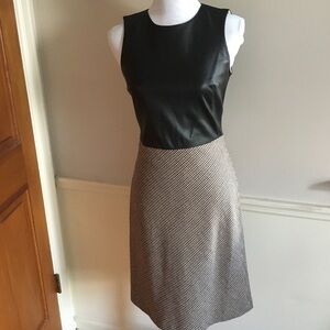 Alexander McQueen Lambs Leather and Wool Houndstooth Dress Sz 42 /US 8
